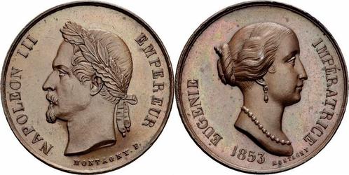 Frankreich Napoleon Iii brons medaille 1853 Montagny Euge..., Postzegels en Munten, Penningen en Medailles, Verzenden