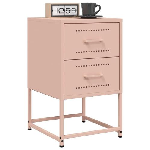 vidaXL Nachtkastjes 2 st 36x39x60,5 cm staal roze, Huis en Inrichting, Slaapkamer | Nachtkastjes, Nieuw, Verzenden