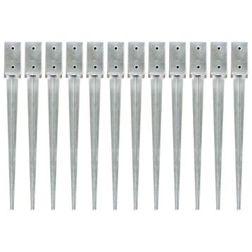 vidaXL Grondpinnen 12 st 7x7x75 cm gegalvaniseerd staal beschikbaar voor biedingen