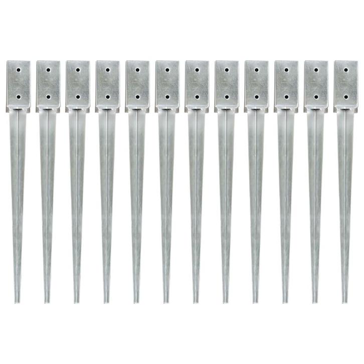 vidaXL Grondpinnen 12 st 7x7x75 cm gegalvaniseerd staal, Caravans en Kamperen, Kampeeraccessoires, Nieuw, Verzenden