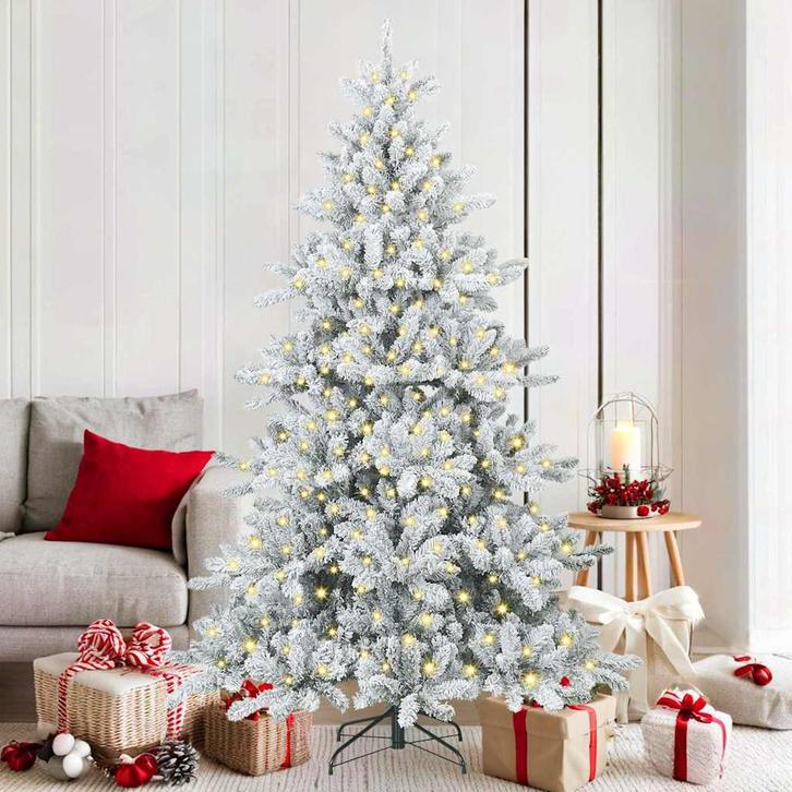 vidaXL Kunstmatige Hinged Kerstboom met 300 LED 180 cm PVC, Diversen, Kerst, Nieuw, Verzenden