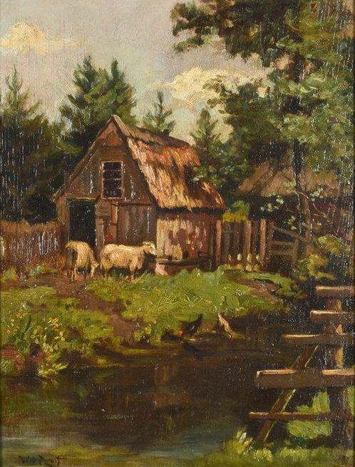 Willem de Zwart (1862-1931) - Goats by the penn, Antiquités & Art, Art | Peinture | Classique