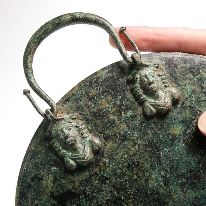 Oud-Romeins Brons Grote spiegel met bustes van Venus, Antiek en Kunst, Antiek | Overige Antiek