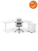 Hoekbureau Tube - Ronde hoek - wit onderstel - afmeting en b, Ophalen of Verzenden, Bureau