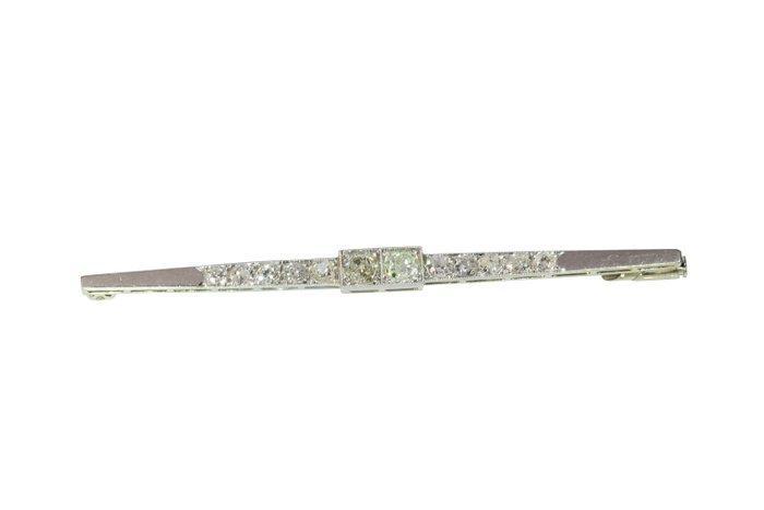 Broche - 18 karaat Witgoud - 1.78ct. tw. Diamant, Handtassen en Accessoires, Antieke sieraden
