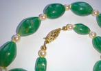 Zonder Minimumprijs - Halsketting 14 kt Geelgoud - Jade -, Nieuw