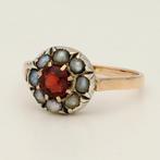 Ring - 18 karaat Geel goud Granaat - Zaadparels, Handtassen en Accessoires, Ringen, Nieuw