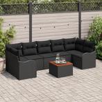 vidaXL Tuinbank Set 8 pcs Zwart Groot Poly Riet, Wicker,, Verzenden, Nieuw