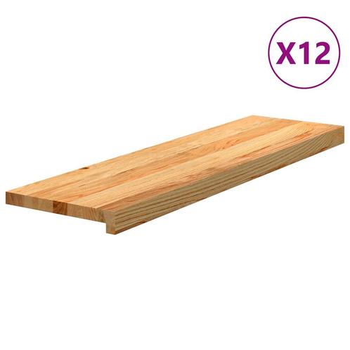 vidaXL Traptreden 12 st 90x30x2 cm massief eikenhout, Doe-het-zelf en Bouw, Ladders en Trappen, Nieuw, Verzenden