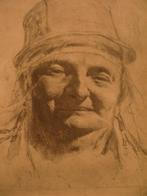 Félicien Rops (1833-1898) - Tête de Zélandaise, Antiek en Kunst