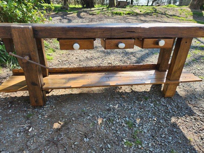 Werkbank - Eik - oude timmermanswerkbank, Antiquités & Art, Curiosités & Brocante