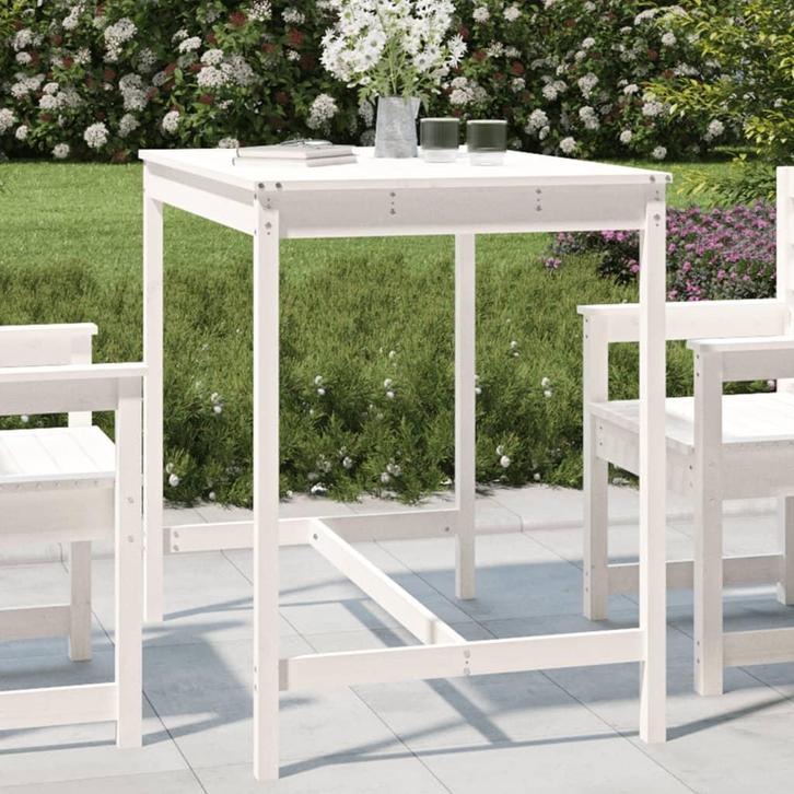 vidaXL Tuintafel 121x82,5x110 cm massief grenenhout wit, Tuin en Terras, Tuintafels, Nieuw, Verzenden