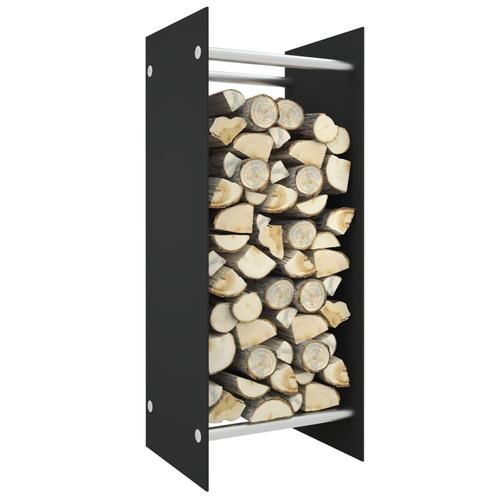 vidaXL Haardhoutrek 40x35x100 cm gehard glas zwart, Tuin en Terras, Overige Tuin en Terras, Nieuw, Verzenden