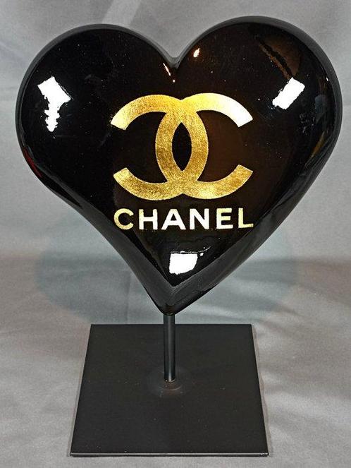 XTC Artist - Coeur chanel gold 24k and black glossy, Antiquités & Art, Art | Peinture | Moderne