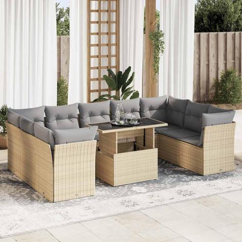 vidaXL Salon de jardin avec coussins 10 pcs beige, Jardin & Terrasse, Ensembles de jardin, Salons de jardin, Neuf, Envoi