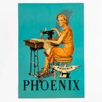 Phoenix Naaimachines, een vintage relclamebord. Metaal., Reclamebord