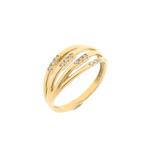 Gouden fantasie ring met zirconia (gouden sieraden), Handtassen en Accessoires, Ringen, Gebruikt, Overige kleuren, Ophalen of Verzenden