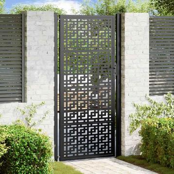 vidaXL Poort met kruisontwerp 105x205 cm staal zwart, Tuin en Terras, Tuinpoorten, Verzenden, Nieuw