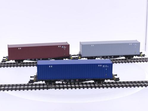 Schaal H0 Fleischmann container wagenset 3 st. van de DB..., Hobby en Vrije tijd, Modeltreinen | H0, Gelijkstroom, Analoog, Gebruikt