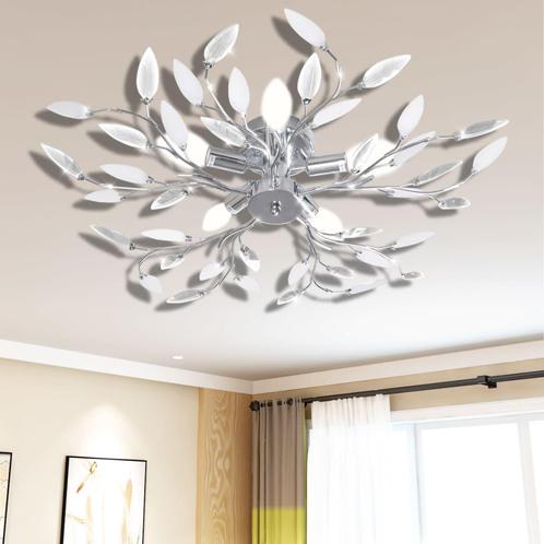 vidaXL Plafondlamp met kristallen bladeren van acryl 5xE14, Maison & Meubles, Lampes | Plafonniers, Envoi