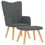 Relaxstoel Donkergrijs met Voetenbank | Retour Deal | 40%..., Huis en Inrichting, Verzenden, Nieuw, Minder dan 75 cm, 50 tot 75 cm