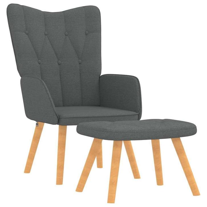 Relaxstoel Donkergrijs met Voetenbank | Retour Deal | 40%..., Huis en Inrichting, Fauteuils, 50 tot 75 cm, Minder dan 75 cm, Nieuw