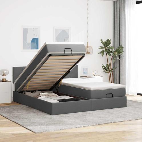 vidaXL Ottoman bed met matrassen 160x200cm stof donkergrijs, Huis en Inrichting, Slaapkamer | Bedden, Nieuw, Verzenden