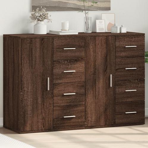 vidaXL Buffets 2 pcs chêne marron 59x39x80 cm bois, Huis en Inrichting, Kasten | Dressoirs, Verzenden