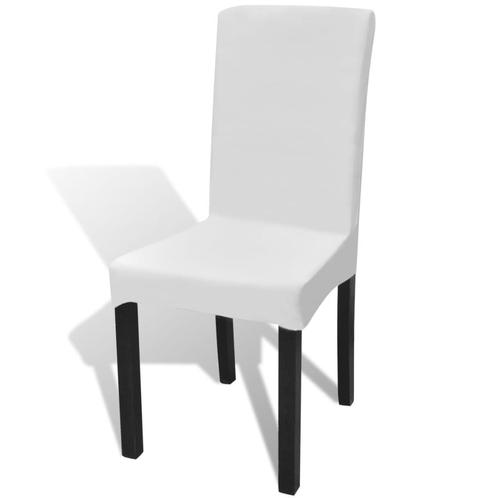 vidaXL 6 st Stoelhoezen recht stretch wit, Tuin en Terras, Tuinmeubel-accessoires, Nieuw, Verzenden