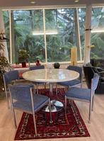 Zitgroep - Fluweel, Verchroomd - Wit ronde tafel met