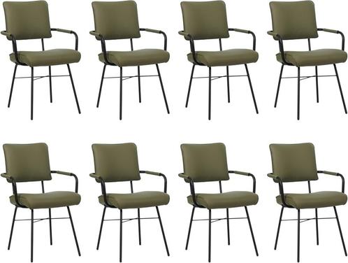 Set van 8 Olijfgroene leren industriële design, Huis en Inrichting, Stoelen, Overige kleuren, Vijf, Zes of meer stoelen, Nieuw