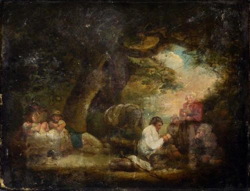 George Morland (1763-1804), Dopo - Paesaggio boschivo con, Antiek en Kunst, Kunst | Schilderijen | Klassiek