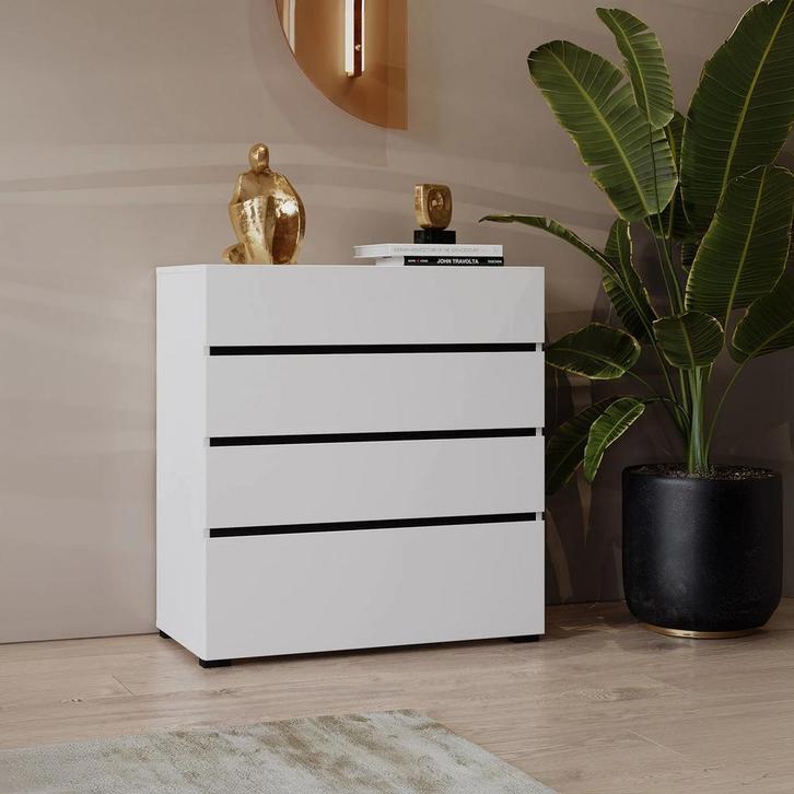 Ladekast Crotone - Wit - 4 Lades, Huis en Inrichting, Kasten | Ladekasten, Nieuw, Verzenden