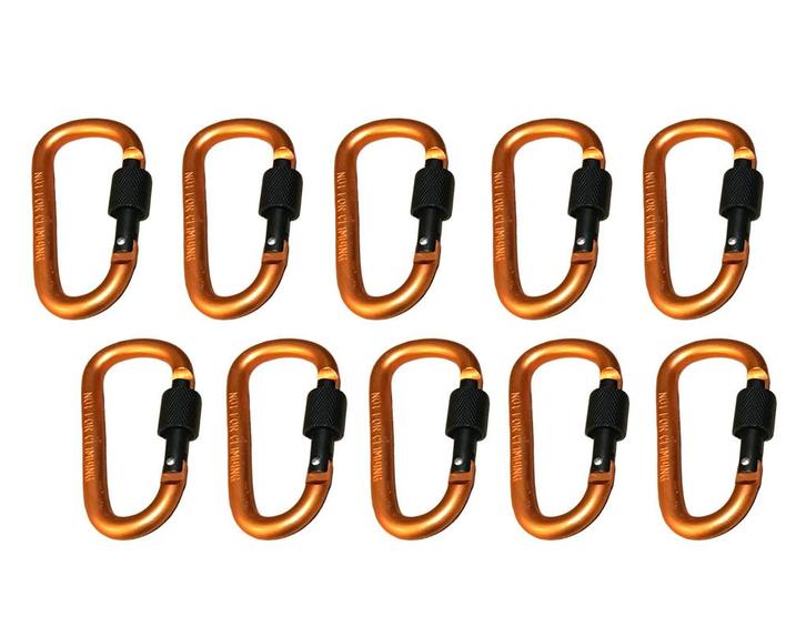 Set van 10 karabijnhaken, kleur 3: orange, 100 kg, Doe-het-zelf en Bouw, Gereedschap | Overige machines, Nieuw, Verzenden