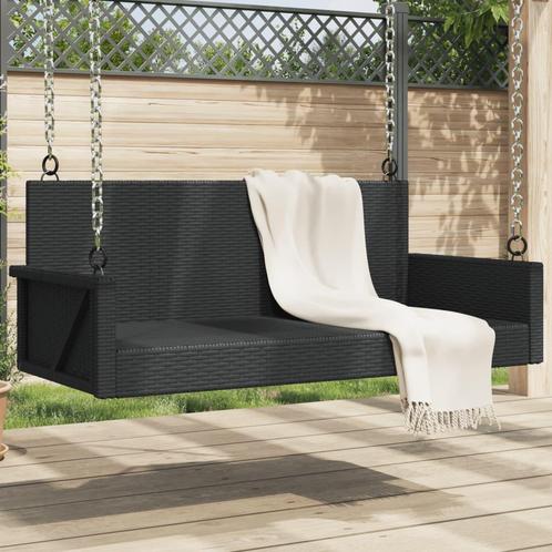 vidaXL Balancelle noir 119x56x48 cm résine tressée, Jardin & Terrasse, Ensembles de jardin, Neuf, Envoi