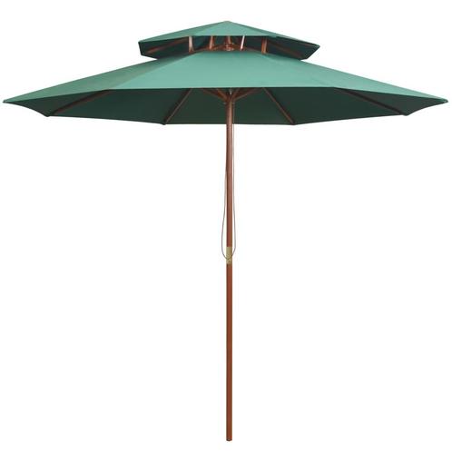 vidaXL Dubbeldekker parasol 270x270 cm houten paal groen, Jardin & Terrasse, Parasols, Envoi