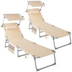 tectake Set van 2 ligbedden Chloé 4 niveaus met hoofdkussen, Tuin en Terras, Verzenden, Nieuw