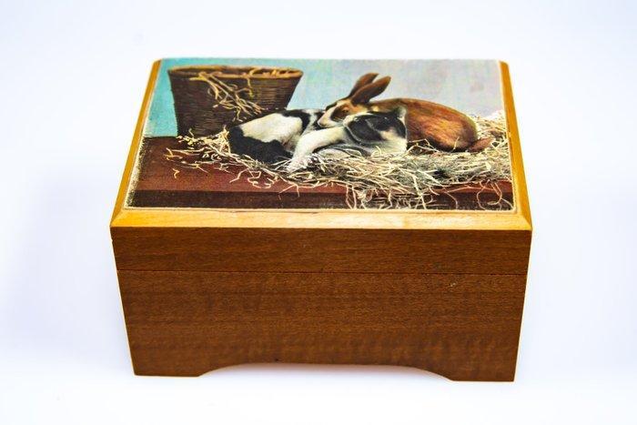 Mapsa Sankyo speeldoos kat konijn schepen - Muziekdoos -, Antiek en Kunst, Curiosa en Brocante