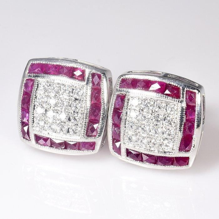 Oorbellen Platina - 3.36ct. tw. Diamant (Natuurlijk) -, Handtassen en Accessoires, Oorbellen