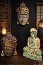 Beeld, Drie Boeddhistische snijwerken - 28.5 cm - Hout, Antiek en Kunst