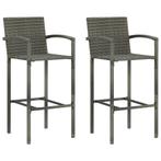 vidaXL Barkrukken 2 st poly rattan grijs, Tuin en Terras, Verzenden, Nieuw