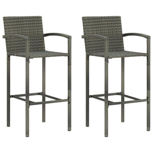 vidaXL Barkrukken 2 st poly rattan grijs, Tuin en Terras, Tuinstoelen, Nieuw, Verzenden