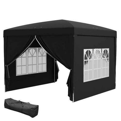 Pop-up paviljoen – Stabiel en opvouwbaar – Zwart, Tuin en Terras, Overige Tuin en Terras, Nieuw, Ophalen of Verzenden