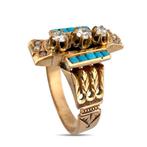 Ring - 14 karaat Exclusieve antieke 14k roségouden ring met, Nieuw