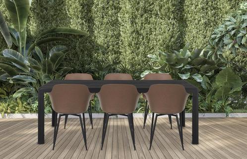 Zwarte tuintafel | Aluminium | 205 x 90cm, Tuin en Terras, Tuintafels, Nieuw, Kunststof, Rechthoekig, Verzenden