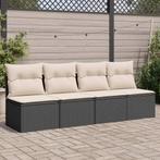 vidaXL Tuinbank 4-zits met kussens poly rattan zwart, Verzenden, Nieuw