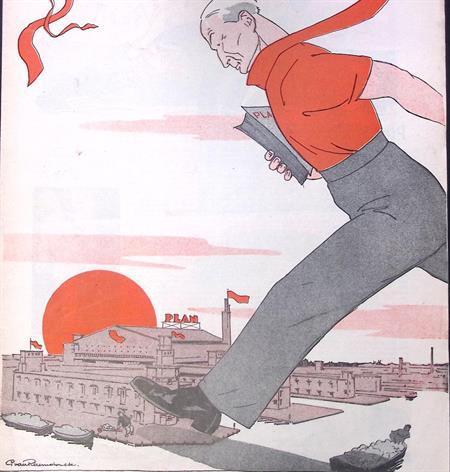 Spotprent over opkomst voor het plan van de arbeid (Lithos), Antiek en Kunst, Kunst | Litho's en Zeefdrukken, Verzenden