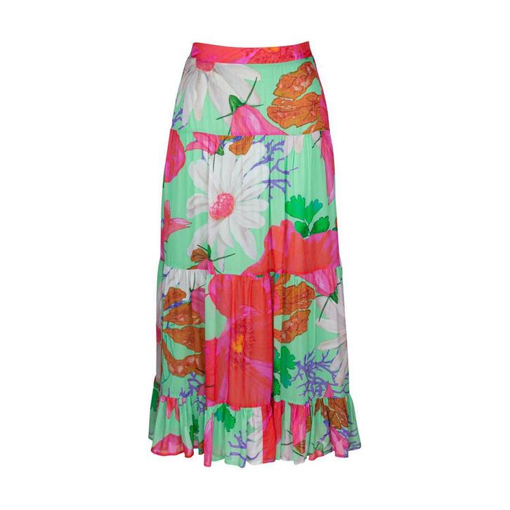 Frogbox • maxi rok met bloemen • 36, Kleding | Dames, Truien en Vesten, Groen, Nieuw, Maat 36 (S), Verzenden