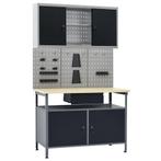 vidaXL Werkbank met drie wandpanelen en een kast, Doe-het-zelf en Bouw, Werkbanken, Verzenden, Nieuw
