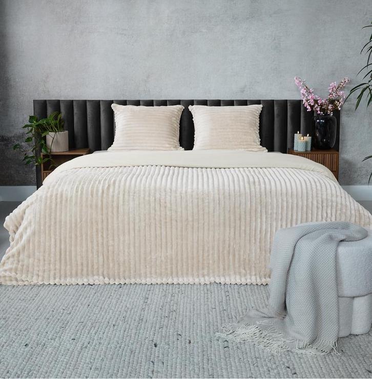 Teddy ribbed dekbedovertrek - crème-wit - 240 x 200/220 cm |, Huis en Inrichting, Slaapkamer | Beddengoed, Nieuw, Verzenden